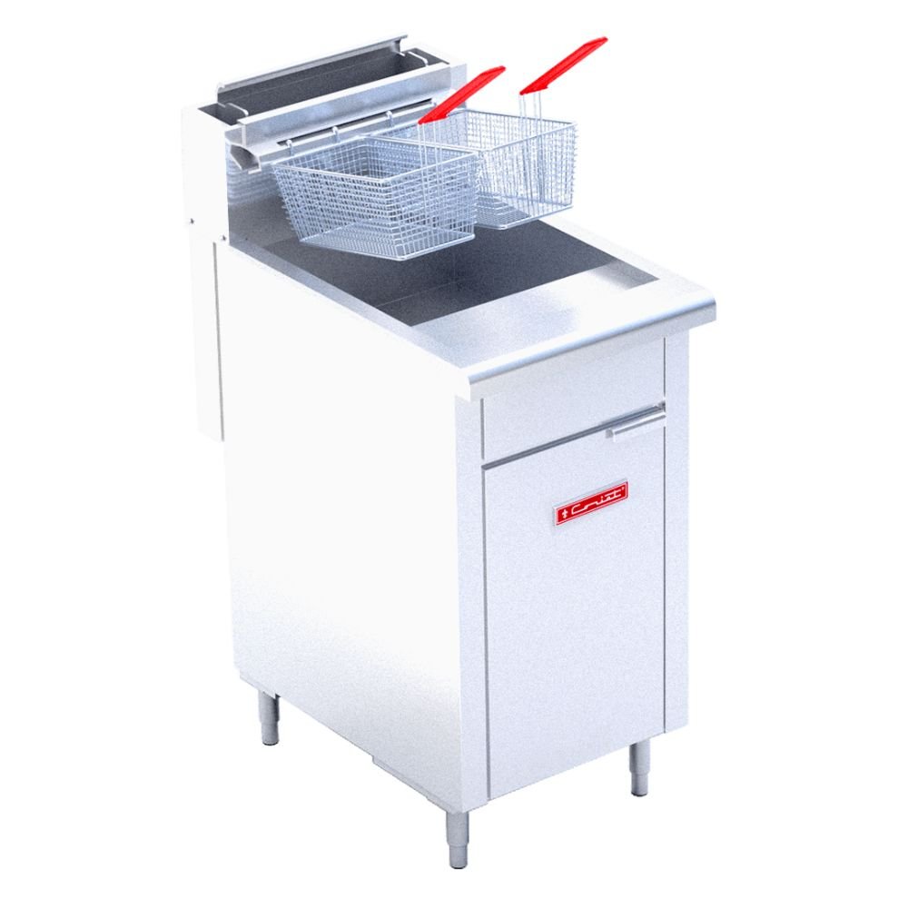 FREIDORA CORIAT TURBO-25.5-4Q DE PISO HD | Freidora de Piso | 2 Canastillas | 25.5 Litros | 3 Quemadores | Zona Fría al Fondo | Gas | Pollo Frito Nuggets Papas a la Francesa Bar Restaurante Puesto Comida Cocina Comedor Industrial Restaurante