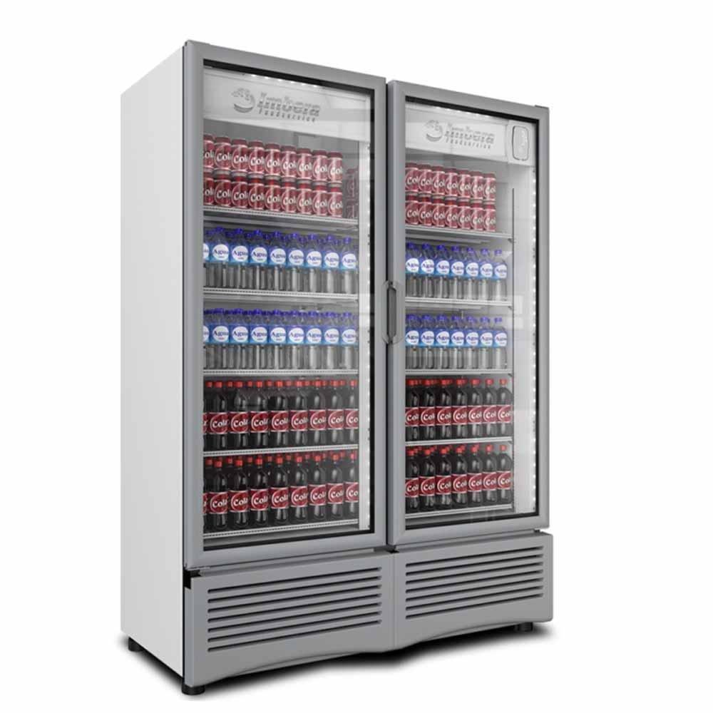 Imbera G342 2P 1023306 Refrigerador Vertical con 2 Puertas de Cristal, 10 Parrillas y  41.24 Pies - 1167.9 Litros de capacidad. Con iluminación LED, Cuerpo esmaltado Gris - Refrigeradores Verticales - Imbera - KitchenMax Store