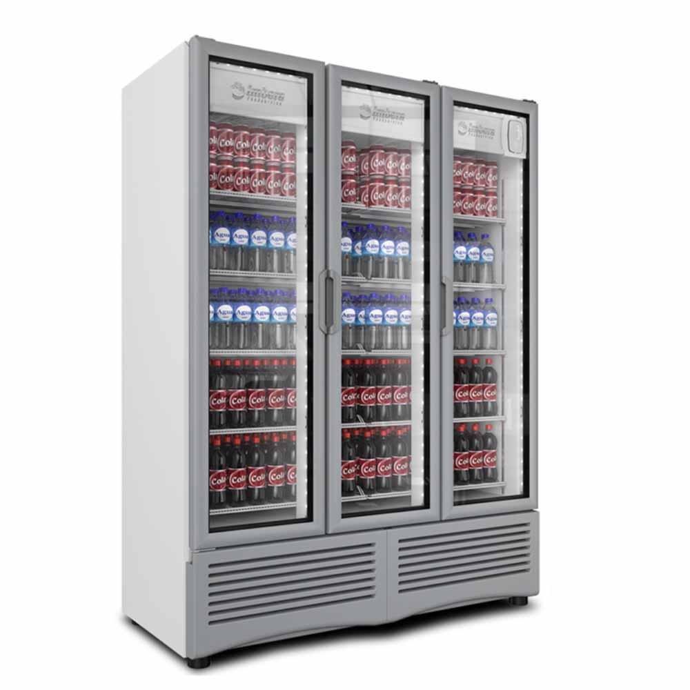 Imbera G342 3P 1023825 Refrigerador Vertical con 3 Puertas  de Cristal, 10 Parrillas y 41.24 Pies - 1167.9 Litros de capacidad. Con  iluminación LED, Cuerpo esmaltado Gris - Refrigeradores Verticales - Imbera - KitchenMax Store