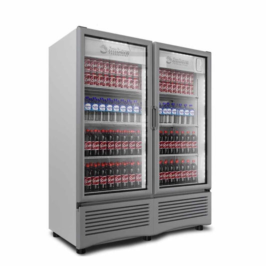 Imbera VR35D 2P 1023618 Refrigerador Vertical con 2 Puertas de Cristal, 8 Parrillas y 22.84 Pies -  647 Litros de capacidad. Con iluminación LED, Cuerpo esmaltado Gris - Refrigeradores Verticales - Imbera - KitchenMax Store