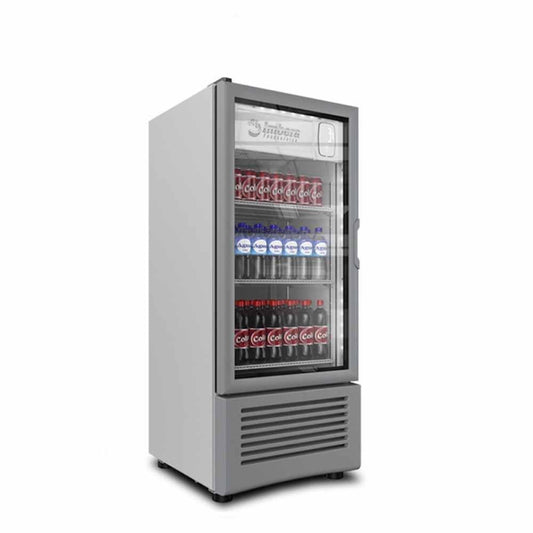 Imbera Vr09 1010851 Refrigerador Vertical con 1 Puerta de Cristal, 3 Parrillas y 8.93 Pies - 252.9 Litros de capacidad. Con iluminación LED,  Cuerpo esmaltado Gris - Refrigeradores Verticales - Imbera - KitchenMax Store