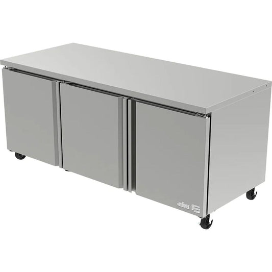 MESA ASBER AUTR-72 HC | Mesa Refrigerada Bajo Barra | 3 Puertas Solidas | 6 Parrillas | Acero Inoxidable | Eléctrico | Gris | Hotel Cocina Restaurante