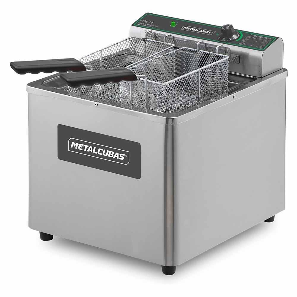 Metalcubas Foe15M Freidora  Eléctrica Mesa 1 Tina 2 Canastillas 15 Lts. Acero Inoxidable 110 V - Freidores - Metalcubas - KitchenMax Store