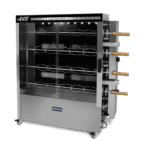 Metvisa MTA-ASER-40 Asador Pollos Rotativo Electrico para 20 Pollos Pollos Rotativo para Polleria Restaurante Banquetes Negocio Rostizado.  KitchenMax.Store. Envíos seguros a todo México. Cotiza hoy mismo.