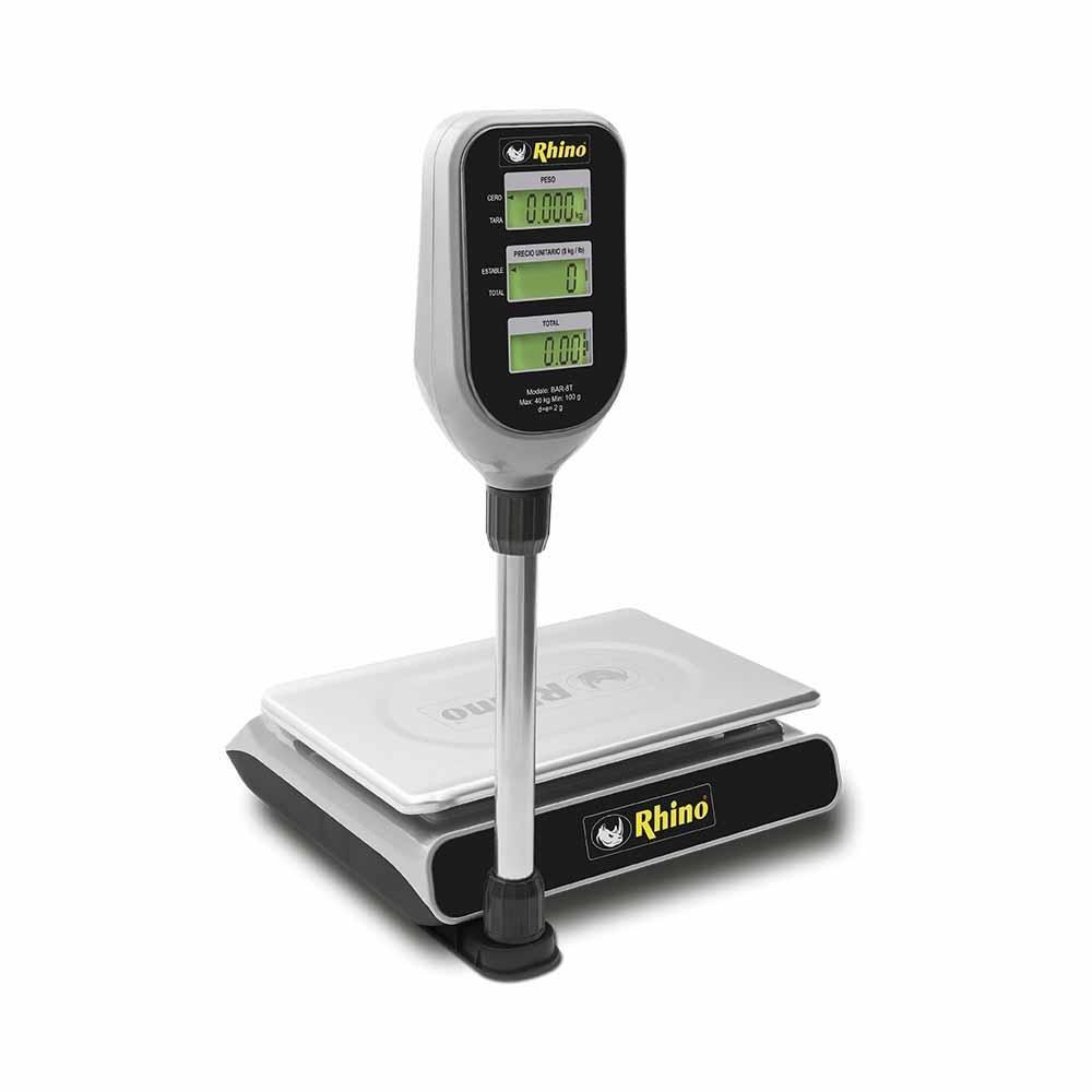 Rhino BAR-8T Bascula Mostrador Pantalla Backlight 40 kg Sobre Mostrador Recepción Pesar Cobrar Báscula para Fruteria Verduleria Tienda Negocio Cremeria. Ideal para pesar, tianguis, frutas, verduras, casa, restaurante, carnicería, cremería, cocina, comedor industrial, negocio, carnes, tienda, etc. KitchenMax.Store. Envíos seguros a todo México. Cotiza hoy mismo.