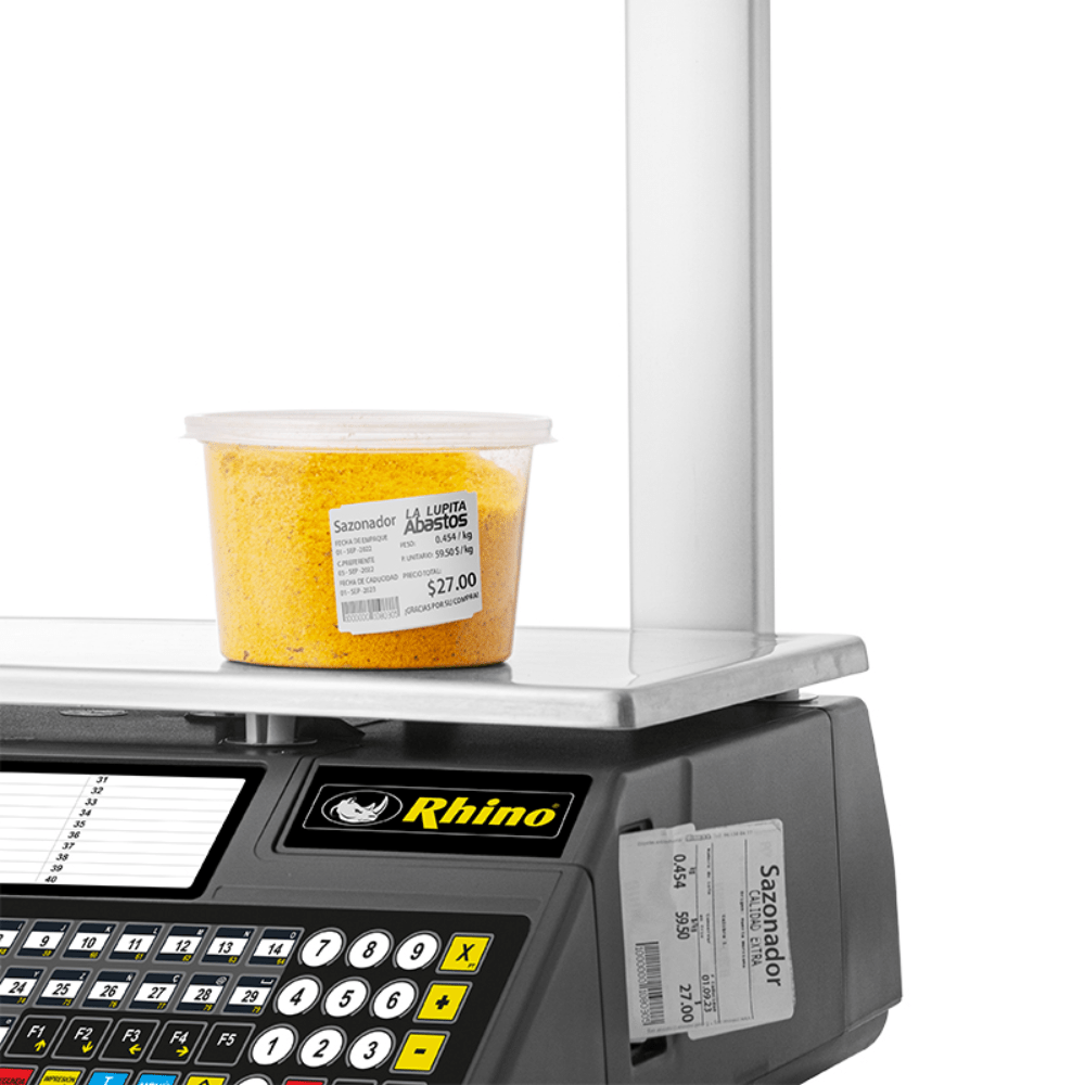 Rhino BAET-30X Bascula Etiquetadora 30 kg - Básculas - Rhino - KitchenMax Store Rhino BAET-30X Bascula Etiquetadora 30 kg 12,000 memorias con Conexión WiFi para Minisuper y Tienda de Abarrotes Sobre Mostrador Recepción Pesar Cobrar Báscula para Fruteria Verduleria Tienda de Abarrotes Negocio Cremeria Pescaderia Pescado Carniceria Minisuper Mercado Tianguis Supermercado Venta de Basculas Pequeñas Bascula para abarrotera