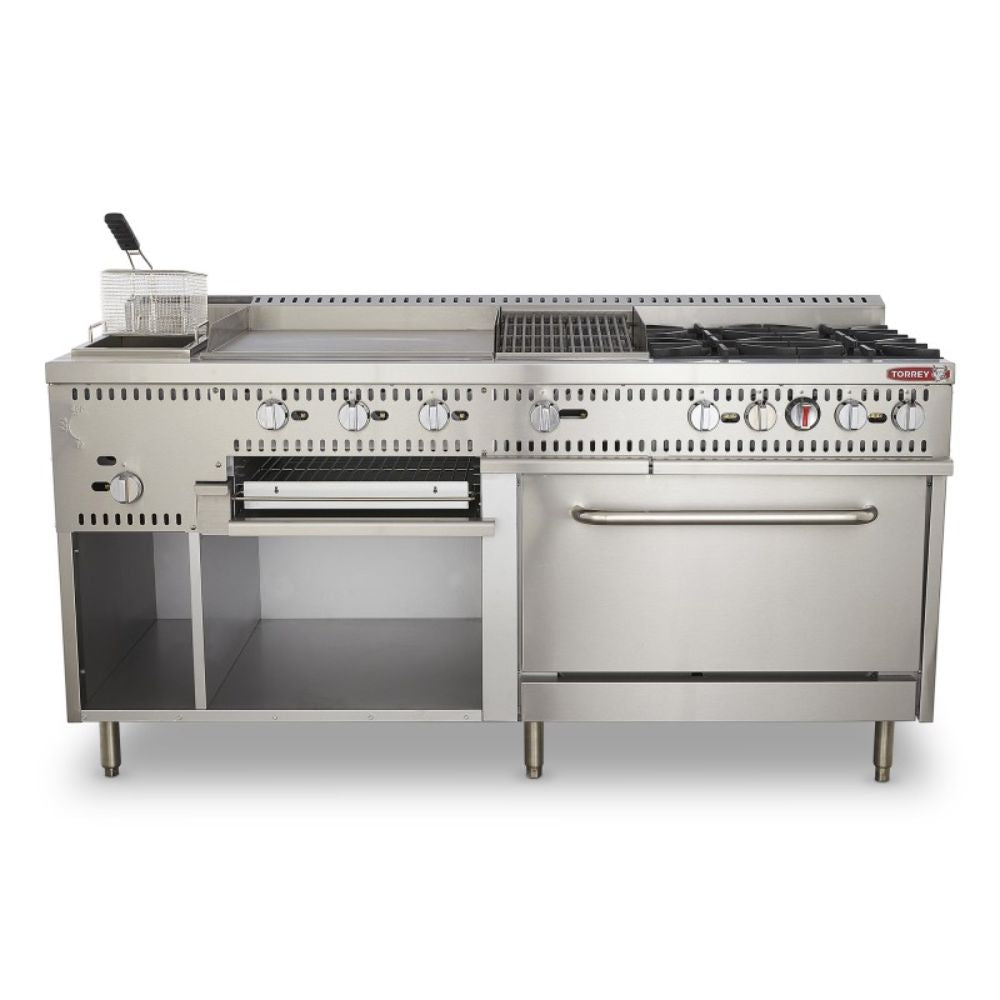 Torrey EST-MA6G CQESTMA6025 Estufa Maestra 4 Quemadores 1 Asador 1 Freidor 1 Gratinador 1 Horno 1 Plancha Acero Inoxidable -  - Torrey - KitchenMax Store