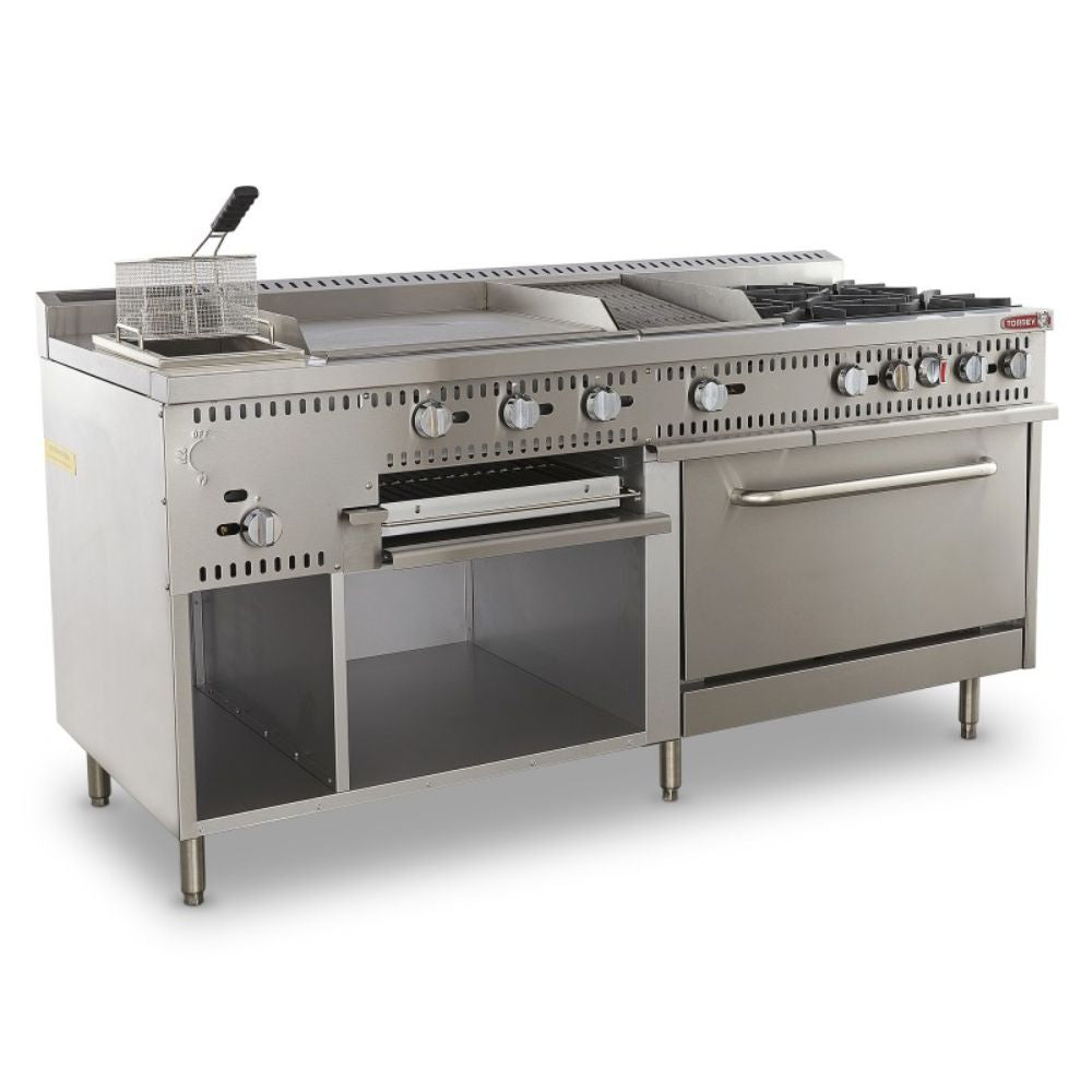 Torrey EST-MA6G CQESTMA6025 Estufa Maestra 4 Quemadores 1 Asador 1 Freidor 1 Gratinador 1 Horno 1 Plancha Acero Inoxidable -  - Torrey - KitchenMax Store