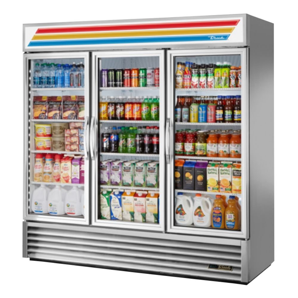 True GDM-72-HC~TSL01 Refrigerador Exhibidor Vertical 3 Puertas Cristal 12 Parrillas -  - True - KitchenMax Store