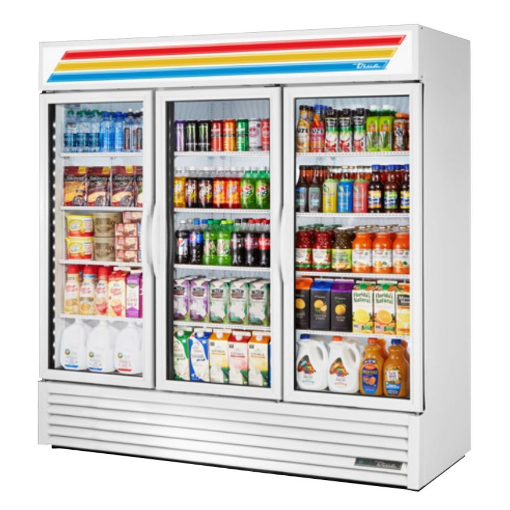 True GDM-72-HC~TSL01 Refrigerador Exhibidor Vertical 3 Puertas Cristal 12 Parrillas -  - True - KitchenMax Store