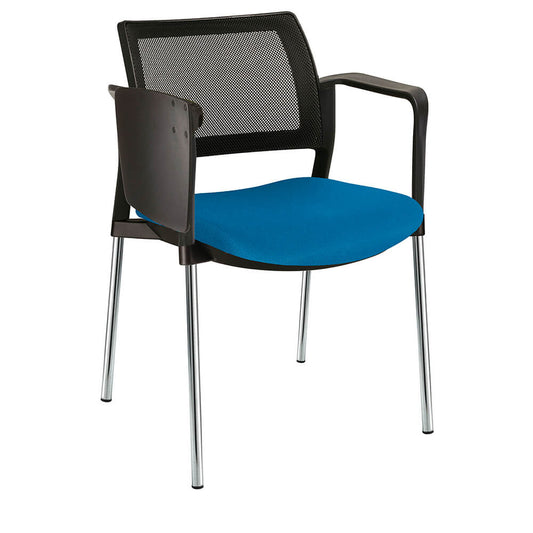 PUPITRE OFFIHO KYOS OHP-379CR | Pupitre Ergonómico Butaca Aulas Capacitación | Base 4 Puntas Cromo | Paleta Lateral Abatible | Asiento Tapizado | Respaldo Malla | Interior | Cursos Talleres Masterclass Mesabanco Tapizable Universidad Aula Capacitación