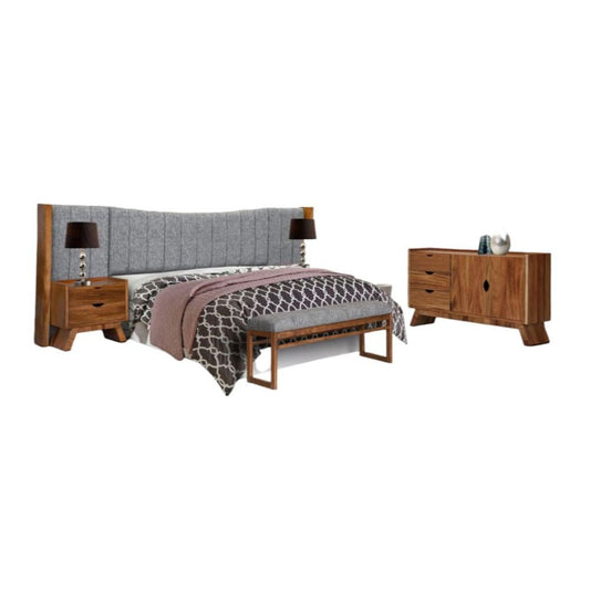 RECAMARA NOGAL BEAT LEIZA RECAMARA | Recamara Parota | Madera Parota | Cabecera | 2 Buros | Banco | Comoda | Interior| - Leiza recamara - IDELIKA - NOGAL BEAT - Camas
